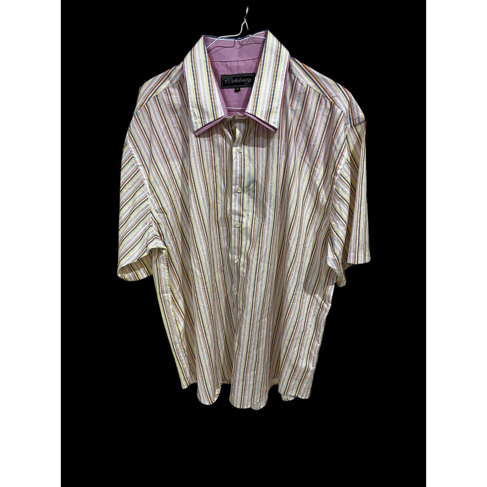 CELEBRITY MENS Multicolr SHORT SLEEVED BUTTON FRONT Size 3XL